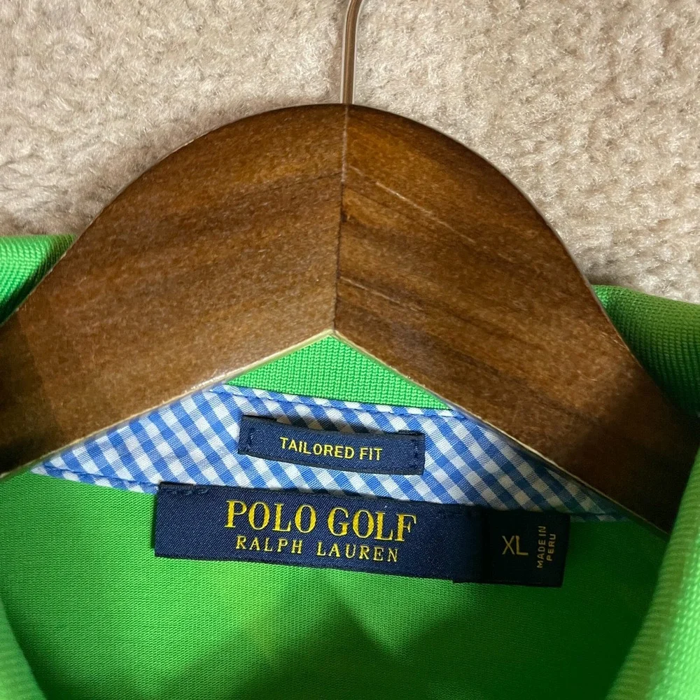 Polo Ralph Lauren Polo Golf Shirt Men's XL Green Tailored Fit Stretch Rugby Knit